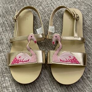 Janie and Jack Flamingo Gold Sandals Size 13 Toddler Girls Summer Shoes